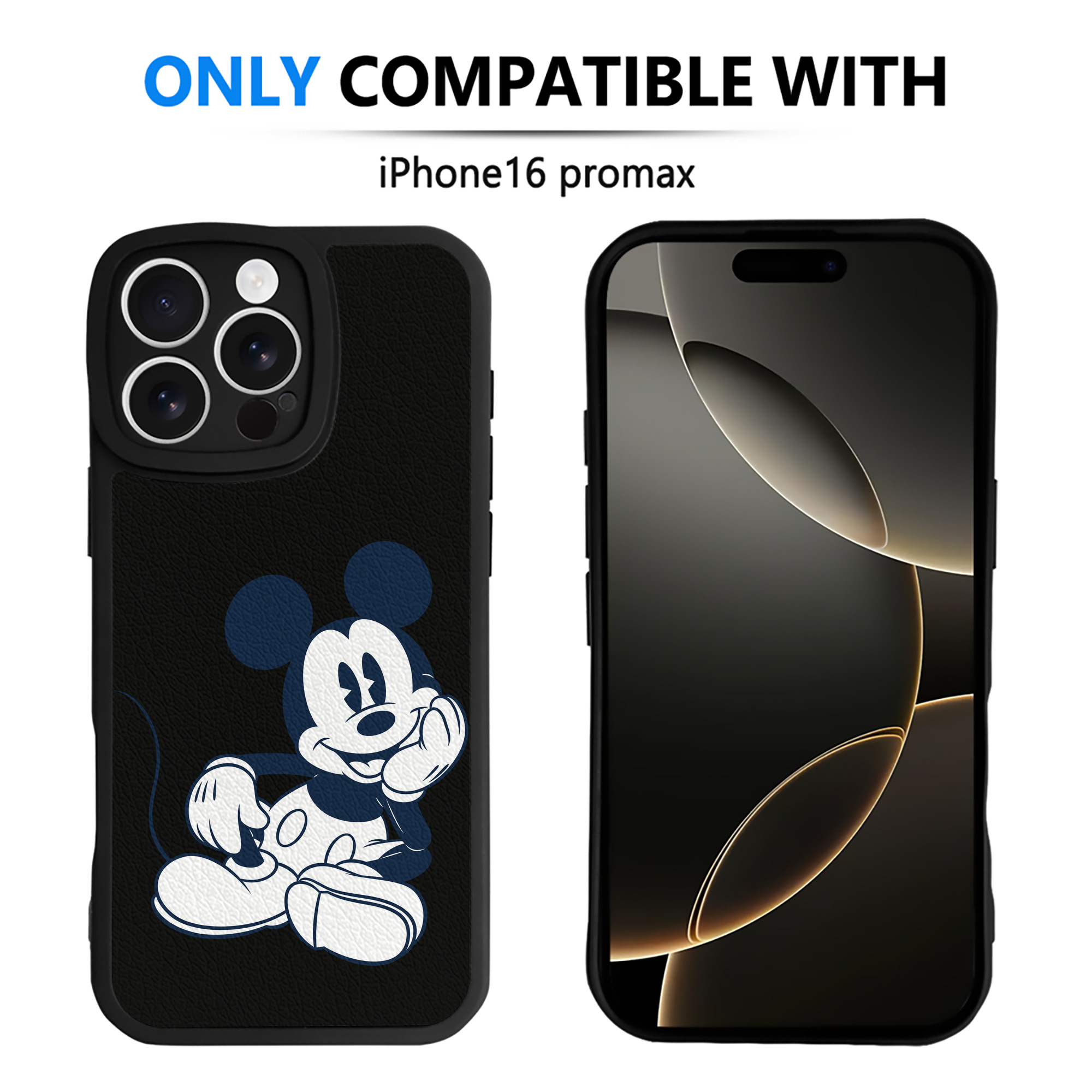 （画像用） ミッキーマウス Mickey Mouse 【iPhone 16シリーズ対応】シリコンスマホケース（レザー調） 材質：シリコン